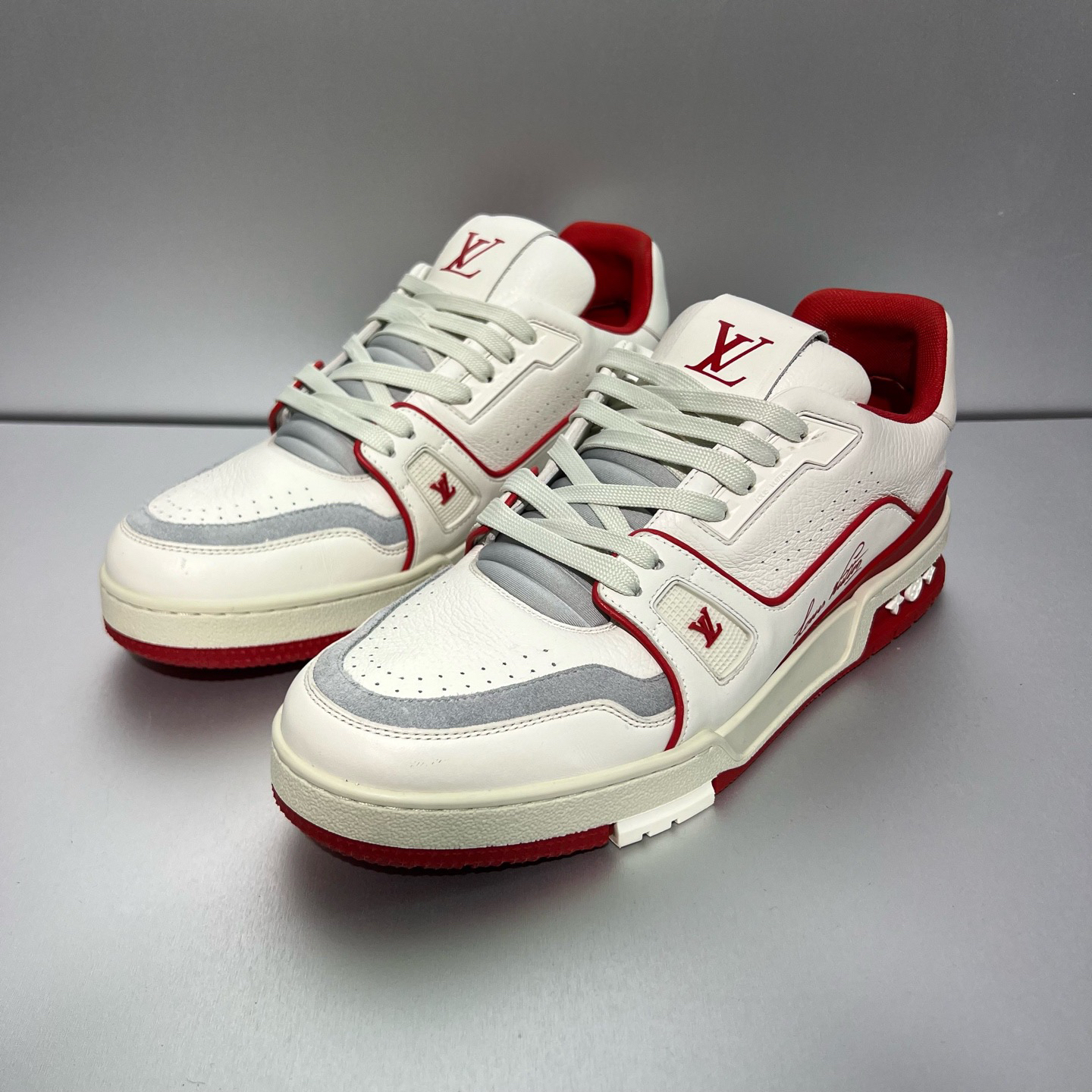 99新 LouisVuitton/路易威登 白红拼接板鞋8.5/42.5/X3921（北京）