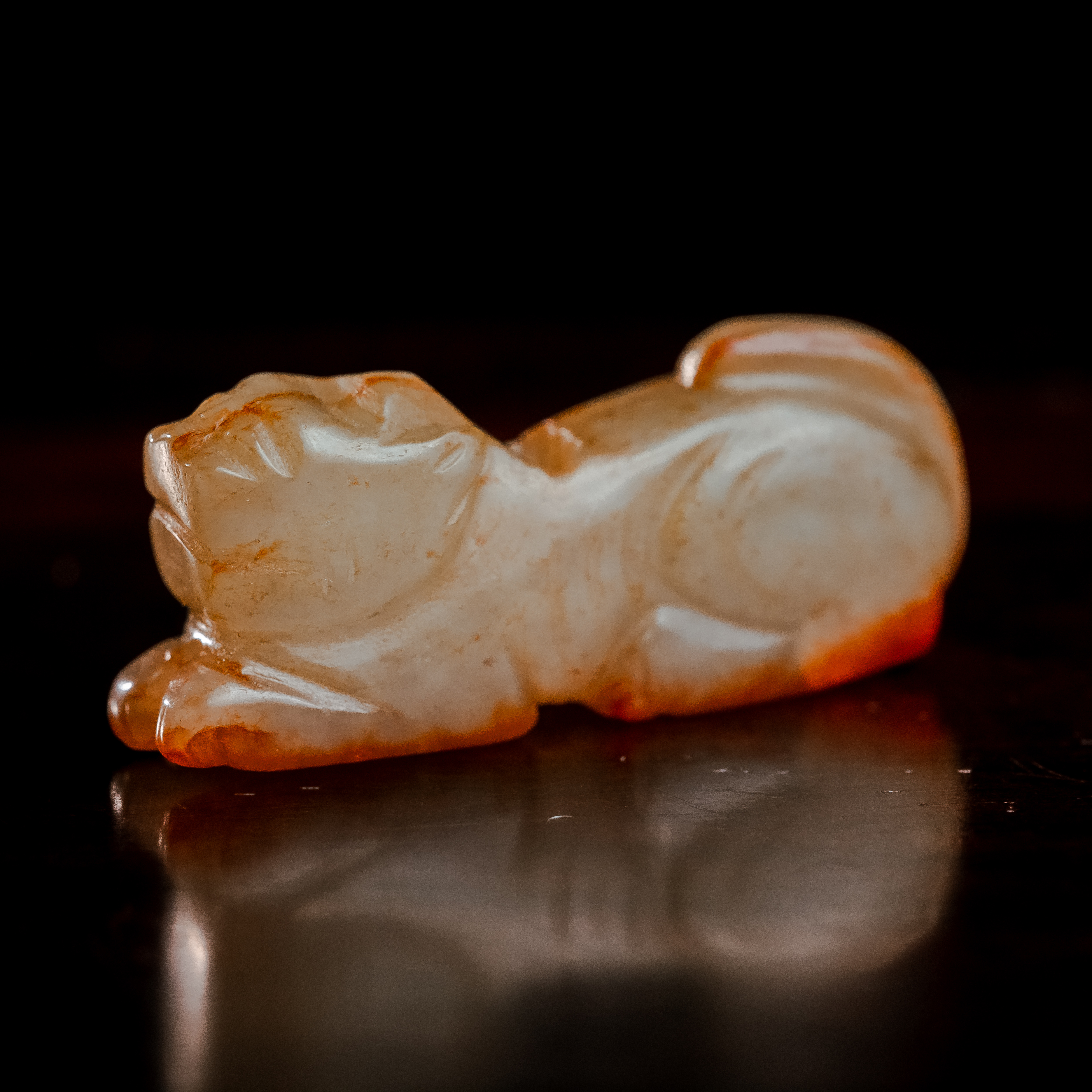 明代和田玉瑞兽花件-CS