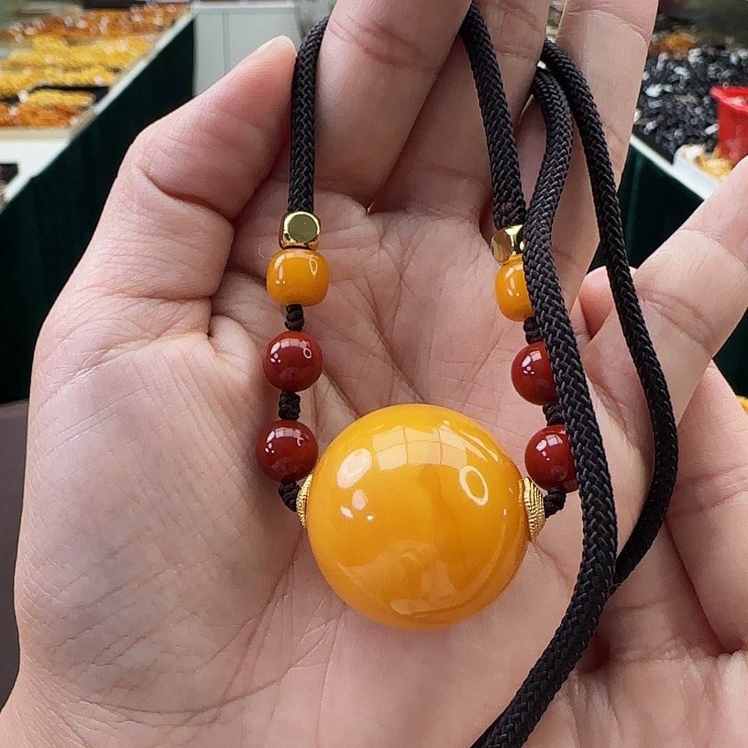 琥珀未镶嵌颈饰27MM