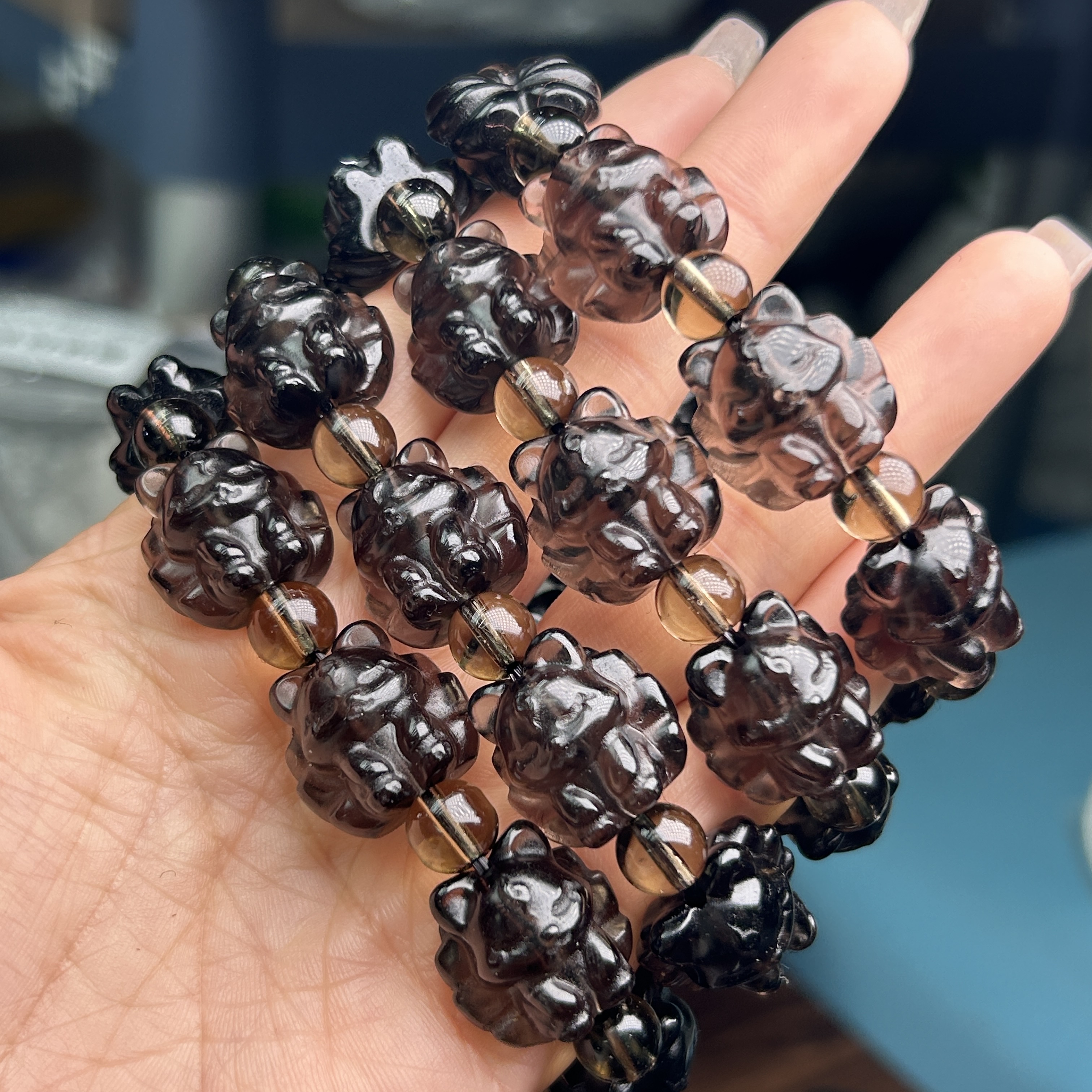 天然冰种黑曜石单圈貔貅手链【多样性发一件】