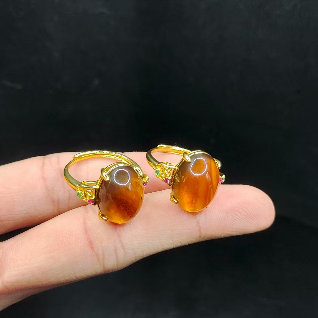 【康康严选】紫罗兰琥珀蛋面戒指HA28【多样性发其一】约11-15-8mm