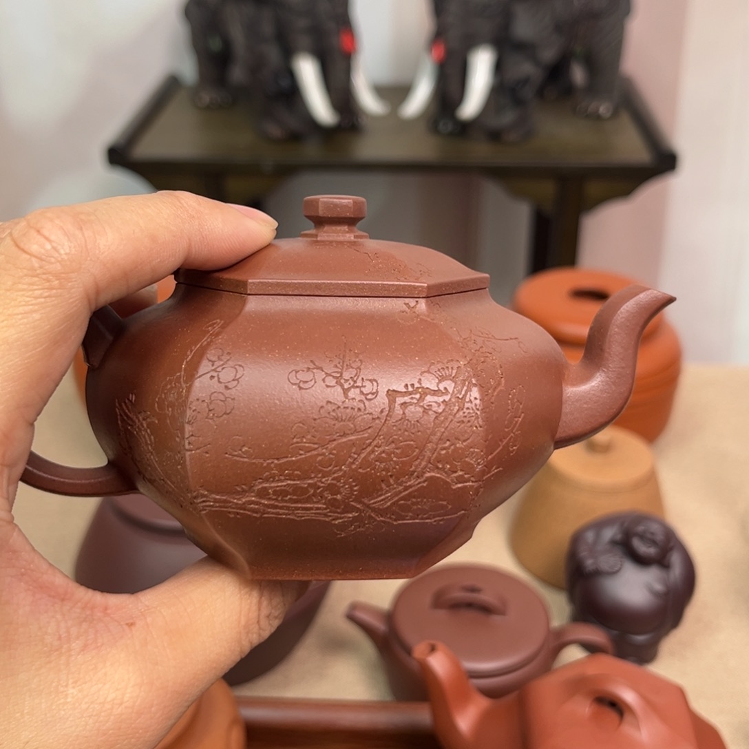 紫砂茶壶风**记底槽青锦方