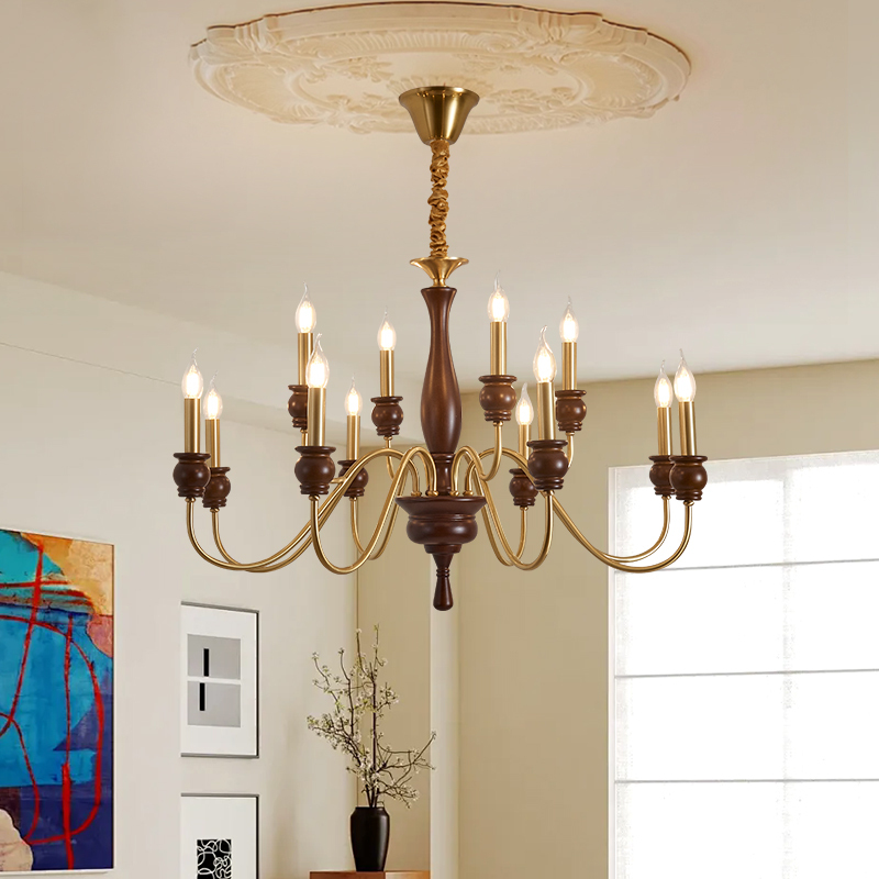 美式复古全铜吊灯客厅灯法式浪漫卧室餐厅中古风灯具