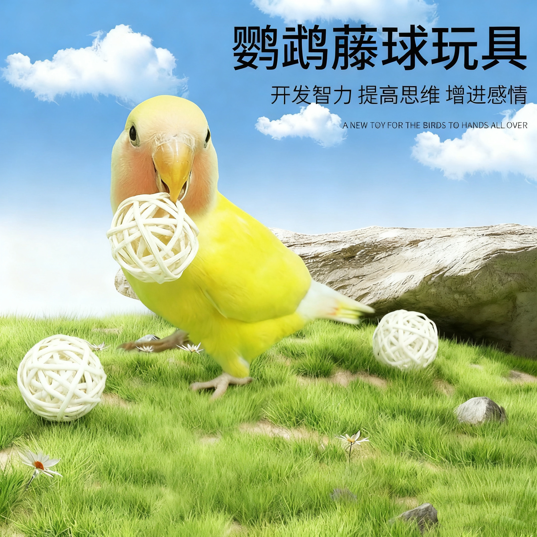 鹦鹉天然木藤球啃咬玩具磨嘴磨牙虎皮牡丹玄凤等鸟适用