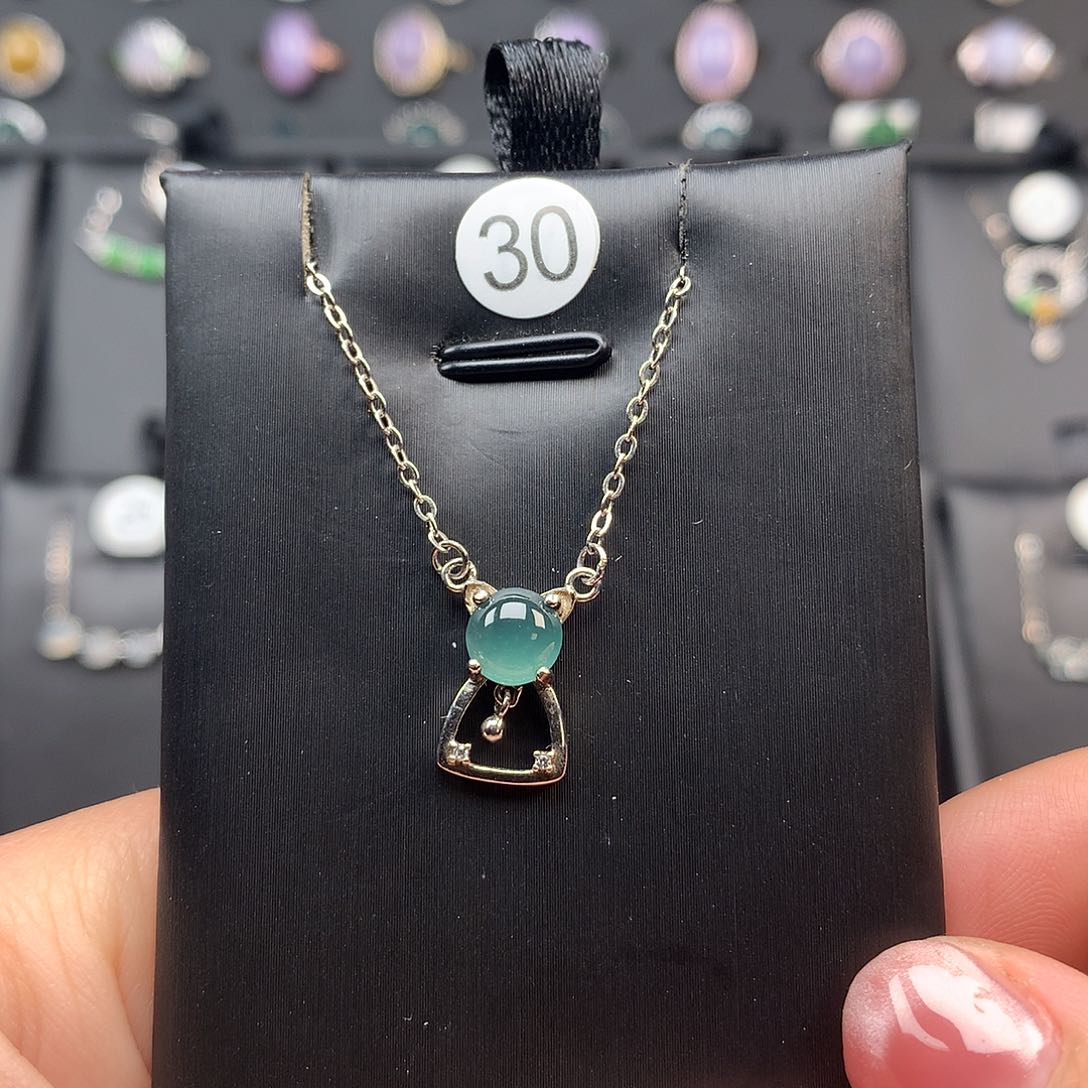 翡翠颈饰银S925镶嵌项链925