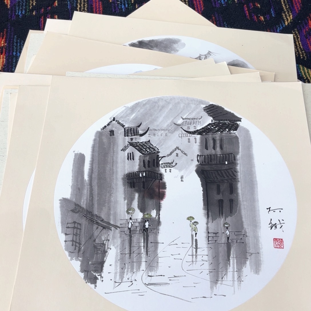 国画国画山水斗方。50斗方卡纸 赵铁。琪