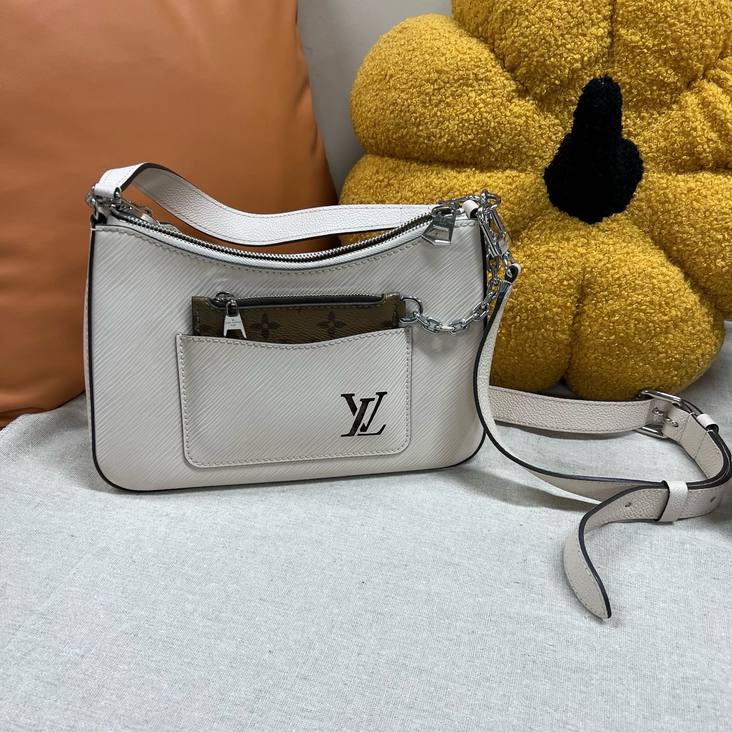 95新 LouisVuitton/路易威登 Marelle Logo徽标 米色 Epi粒面牛皮