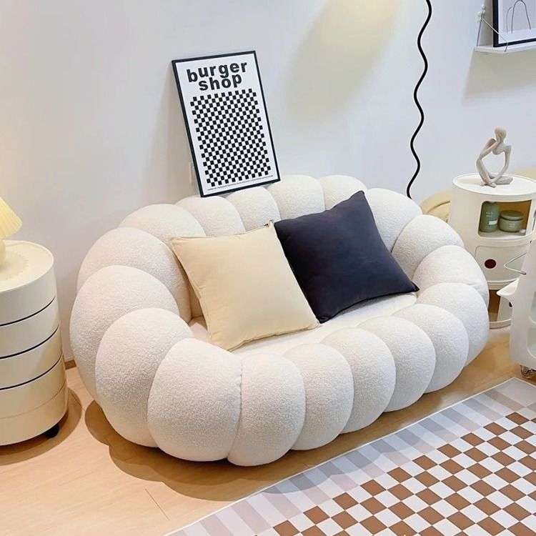 网红南瓜沙发小户型双人客厅羊羔绒三人卧室懒人服装店布艺奶油风