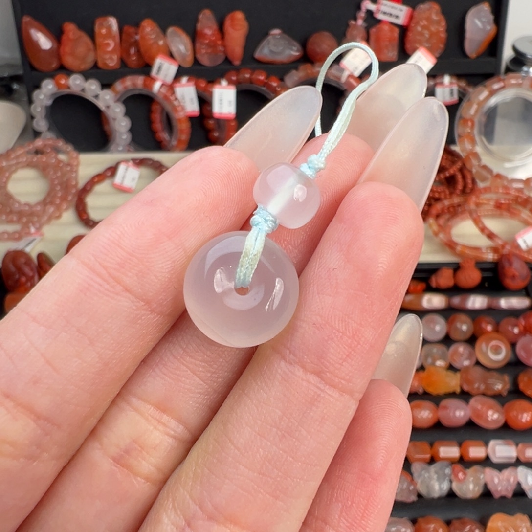 南红玛瑙未镶嵌颈饰平安扣手机挂