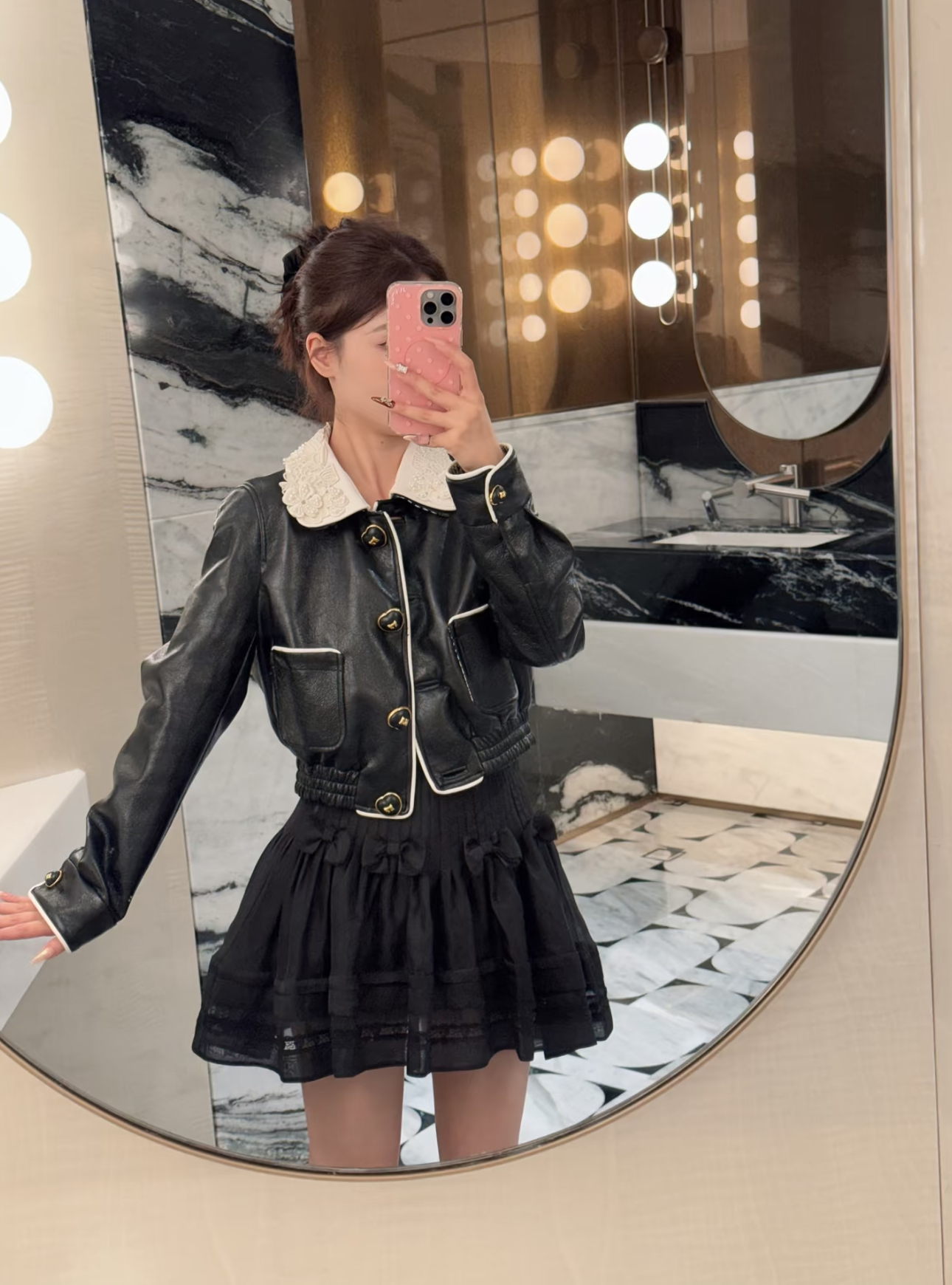 【baby同款】拉家2025秋季酷辣风时尚皮衣夹克外套GBMQ68222