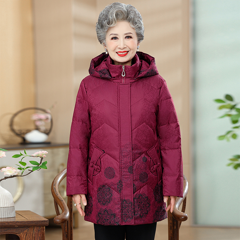 妈妈装羽绒服中老年冬装时尚气质羽绒服中长款A12
