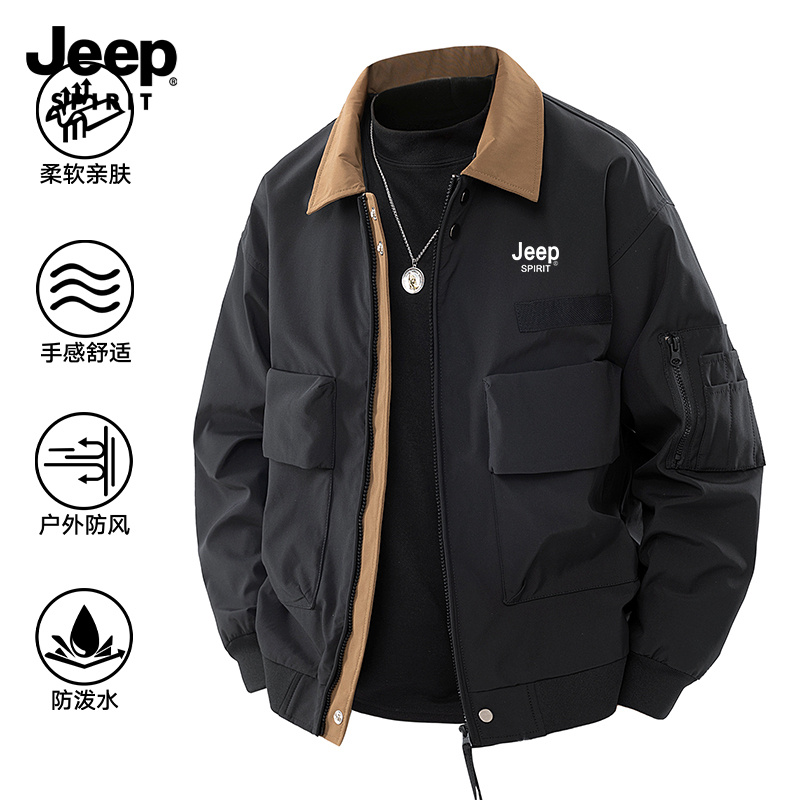 JEEP SPIRIT吉普美式复古飞行员外套男春秋季超火高级感工装夹克