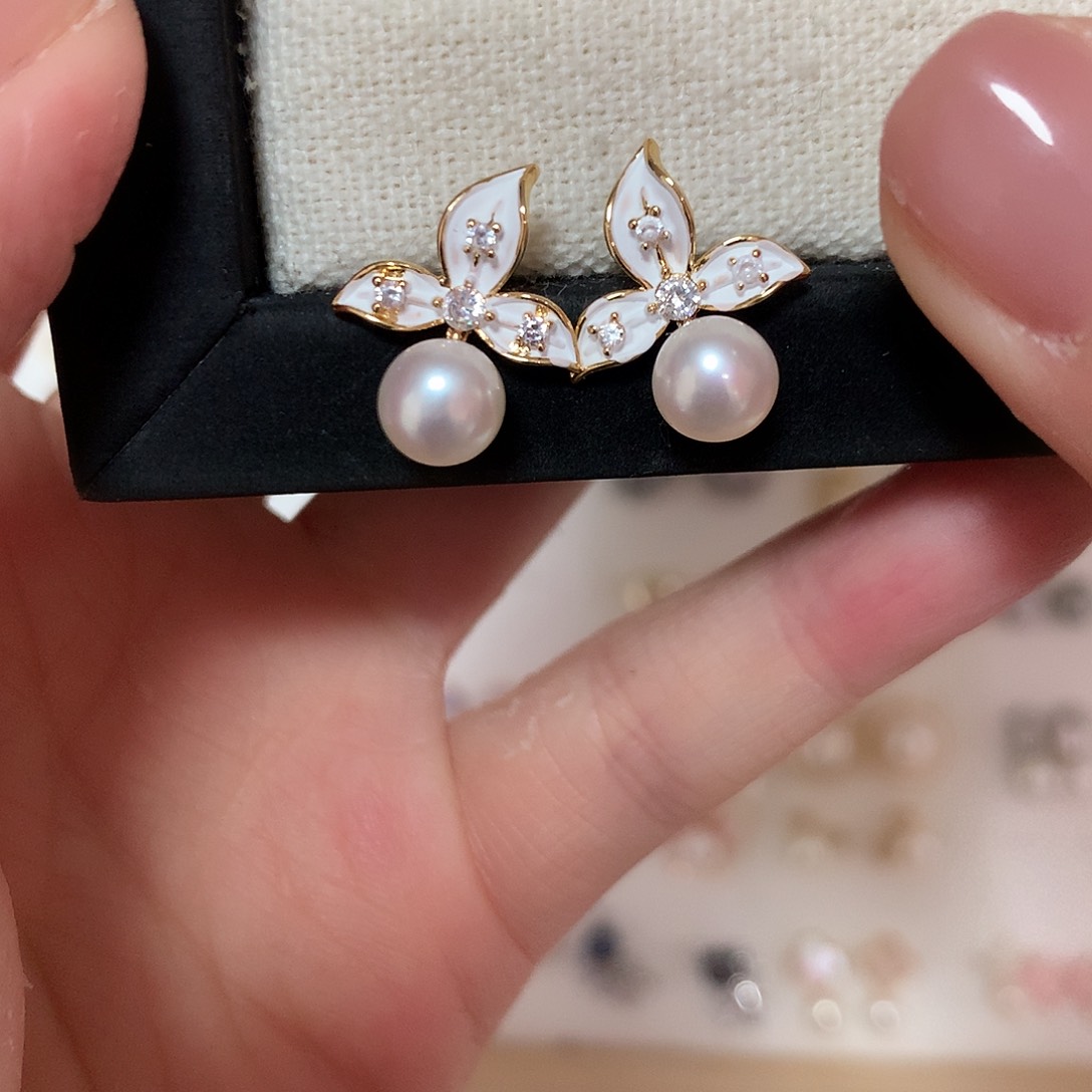 淡水珍珠耳饰合金