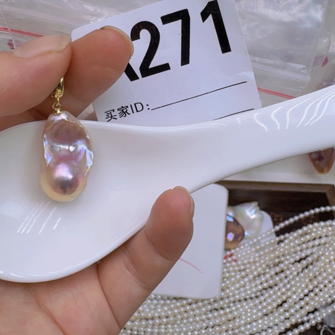 银S925镶嵌淡水珍珠巴洛克 微瑕