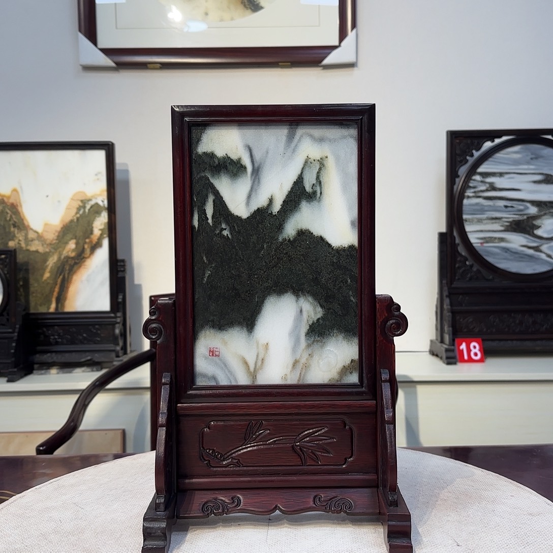 石材天然大理石画屏风25×40