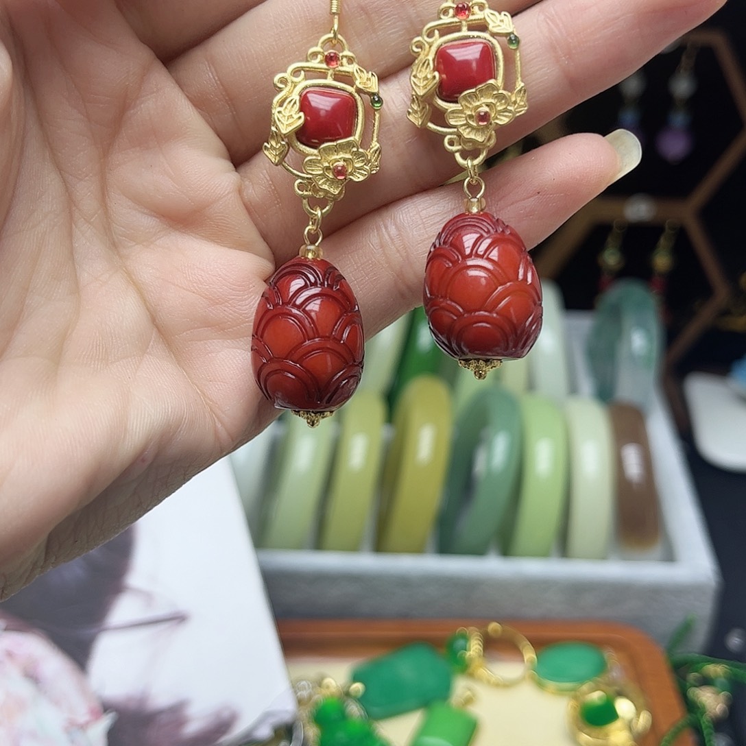 翡翠未镶嵌耳饰耳饰