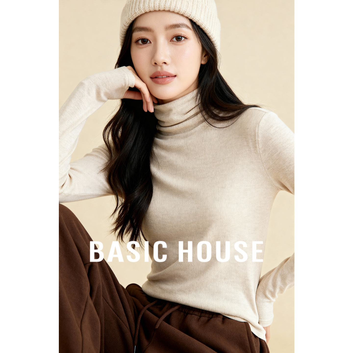 Basic House/百家好秋冬新款简约亲肤高领羊毛针织衫-B0625B5PAG2