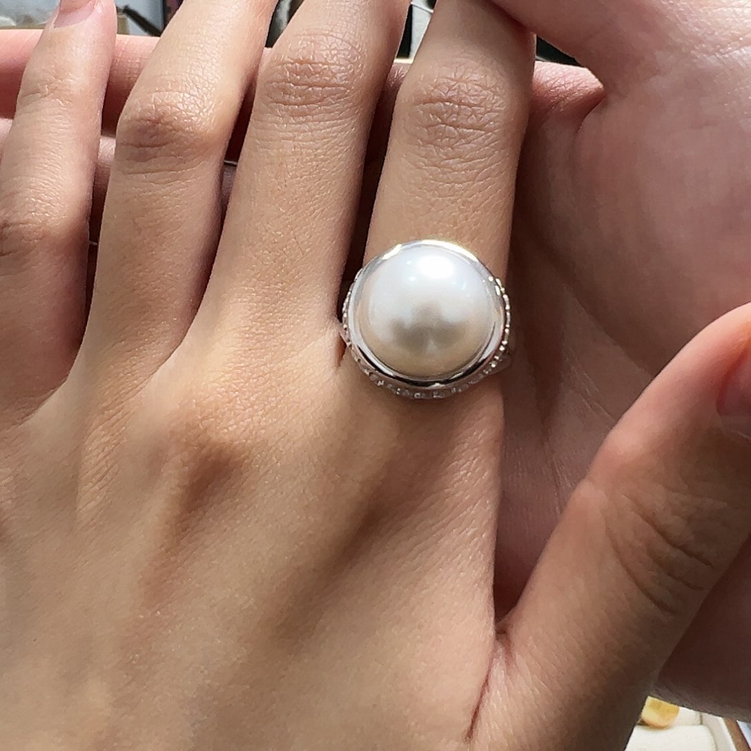 海水珍珠戒指银S925镶嵌
