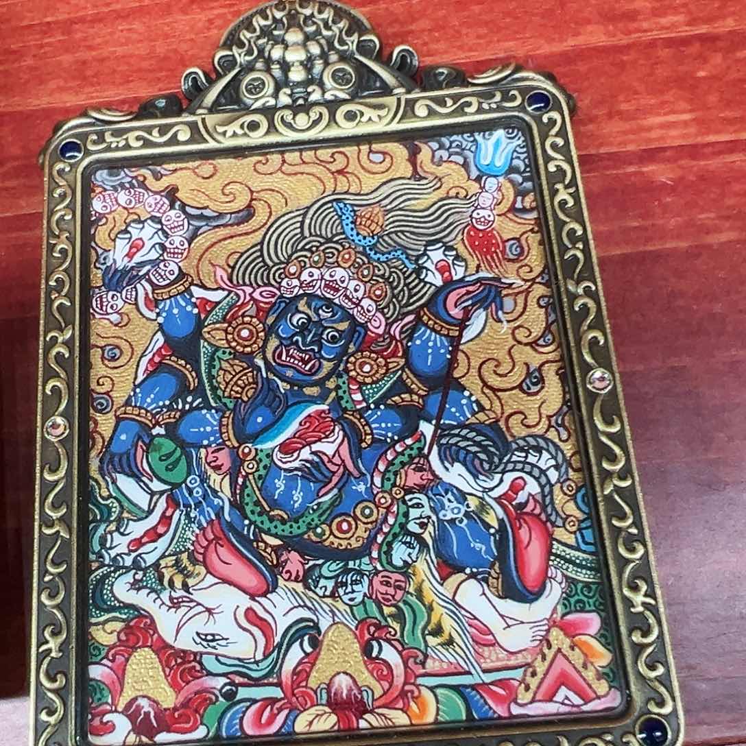 吊坠全手绘热贡唐卡大黑天