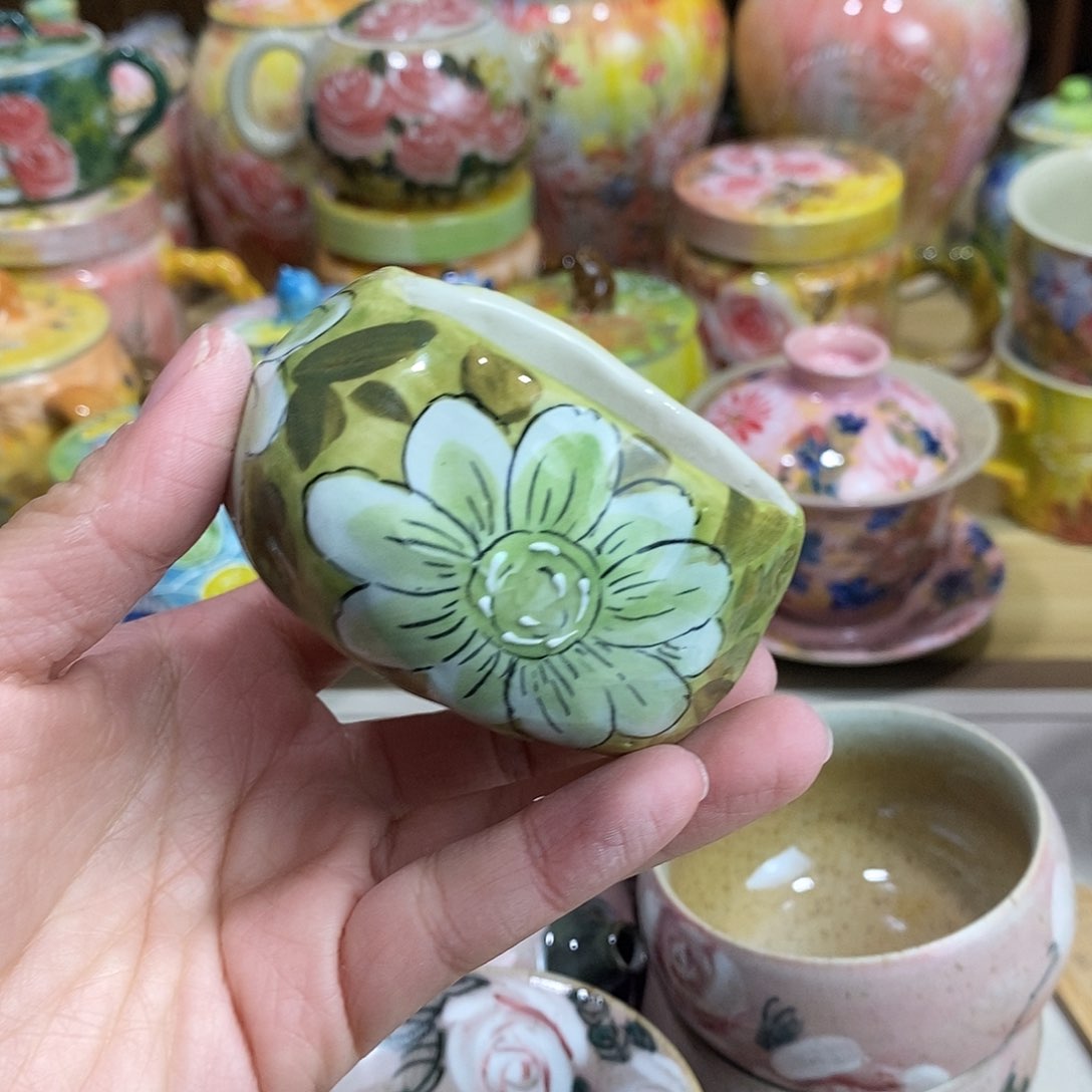 瓷片新年快乐手绘陶瓷