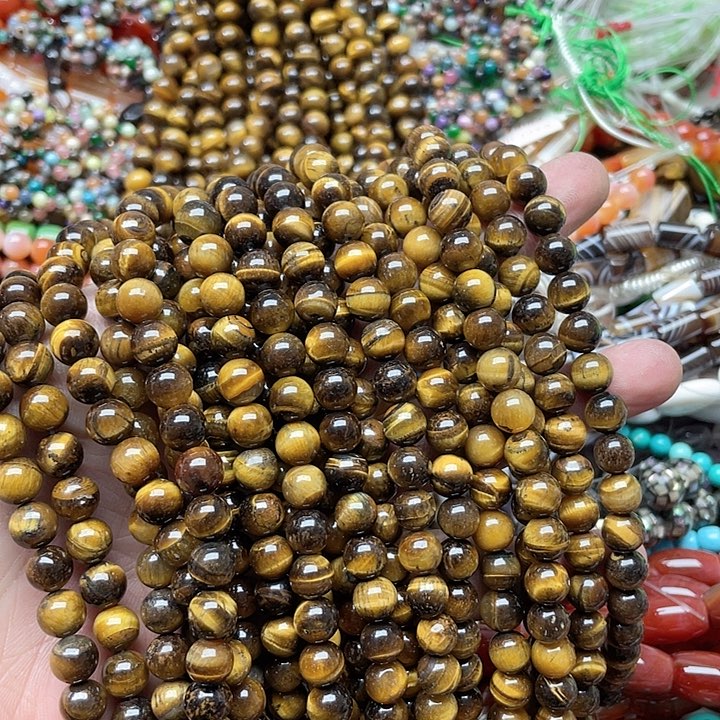 玛瑙/玉髓珠宝半成品未镶嵌一条8mm虎眼