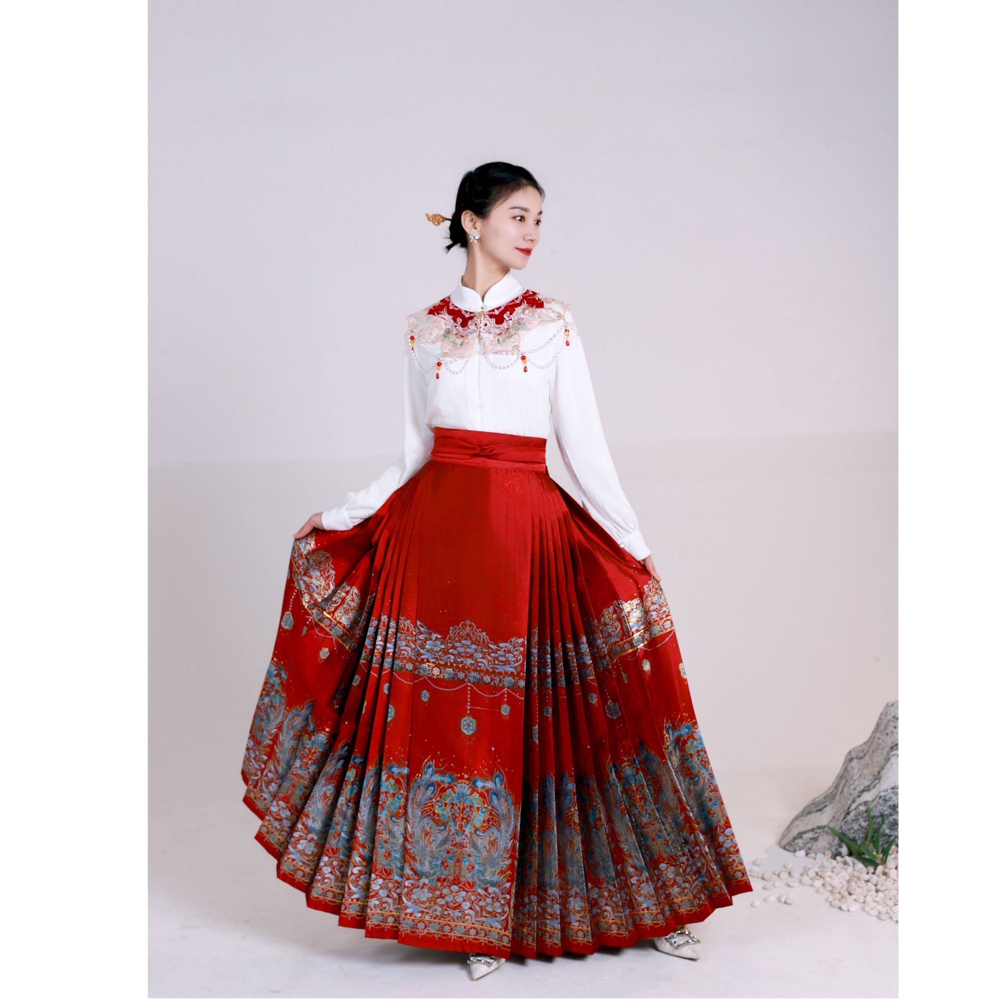 洛如嫣【双凤】中式马面裙女生日常通勤古风汉服美如画百搭款汉元素