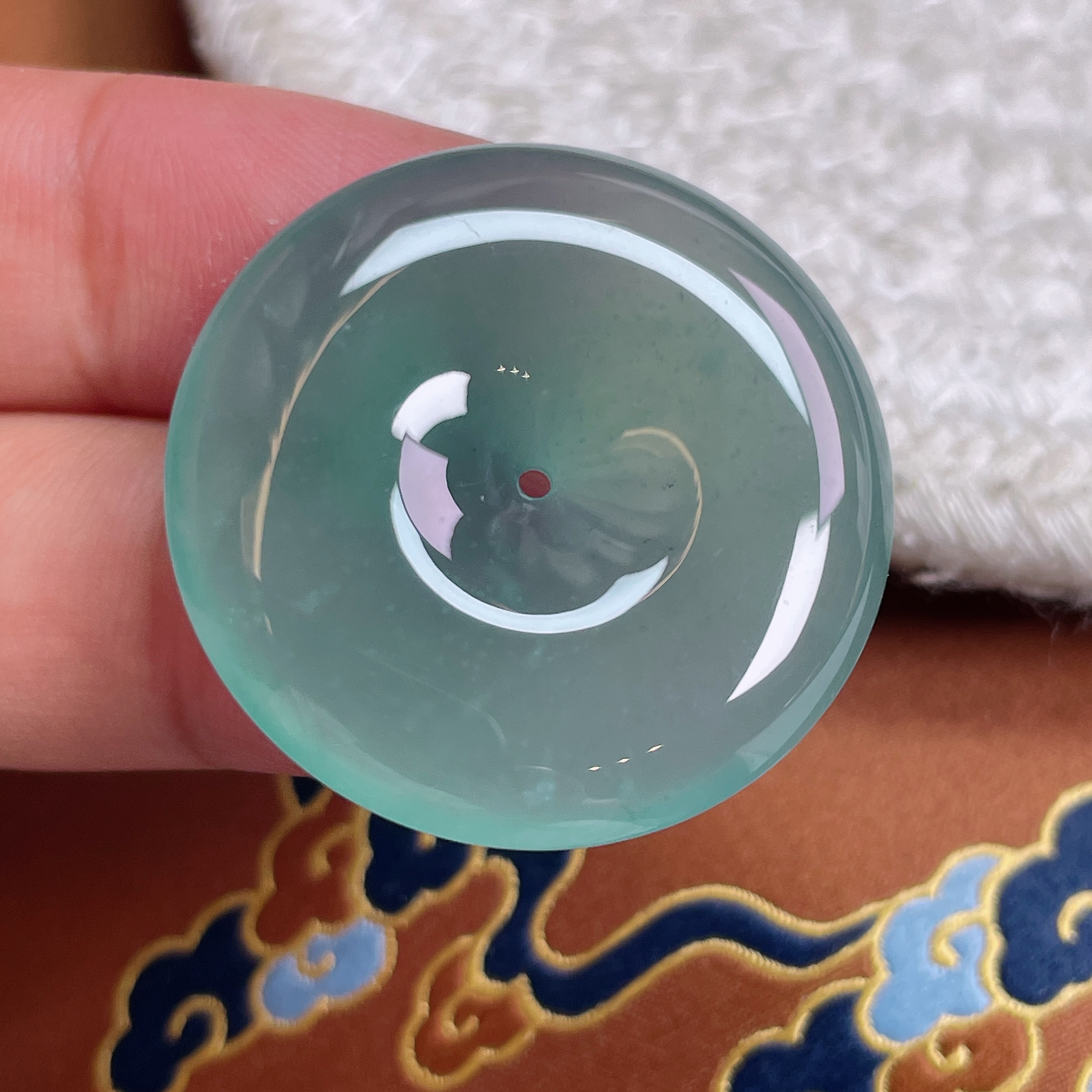 冰种天空蓝翡翠平安扣项链挂件吊坠