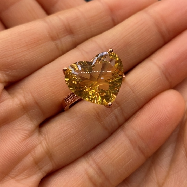 水晶戒指银S925镶嵌天然水晶戒指