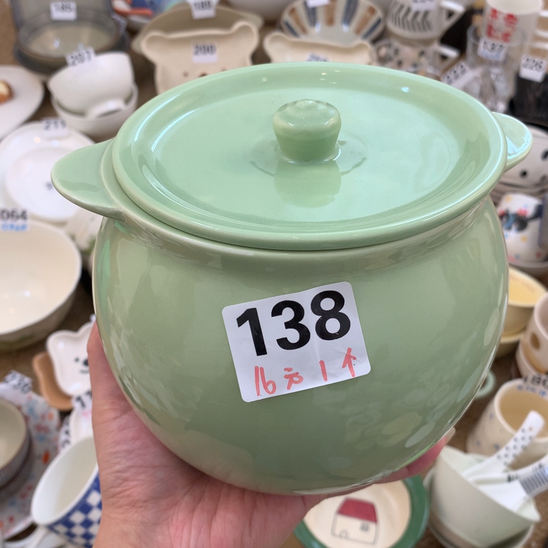 1400ml大容量抹茶绿无图案猪油罐1个装