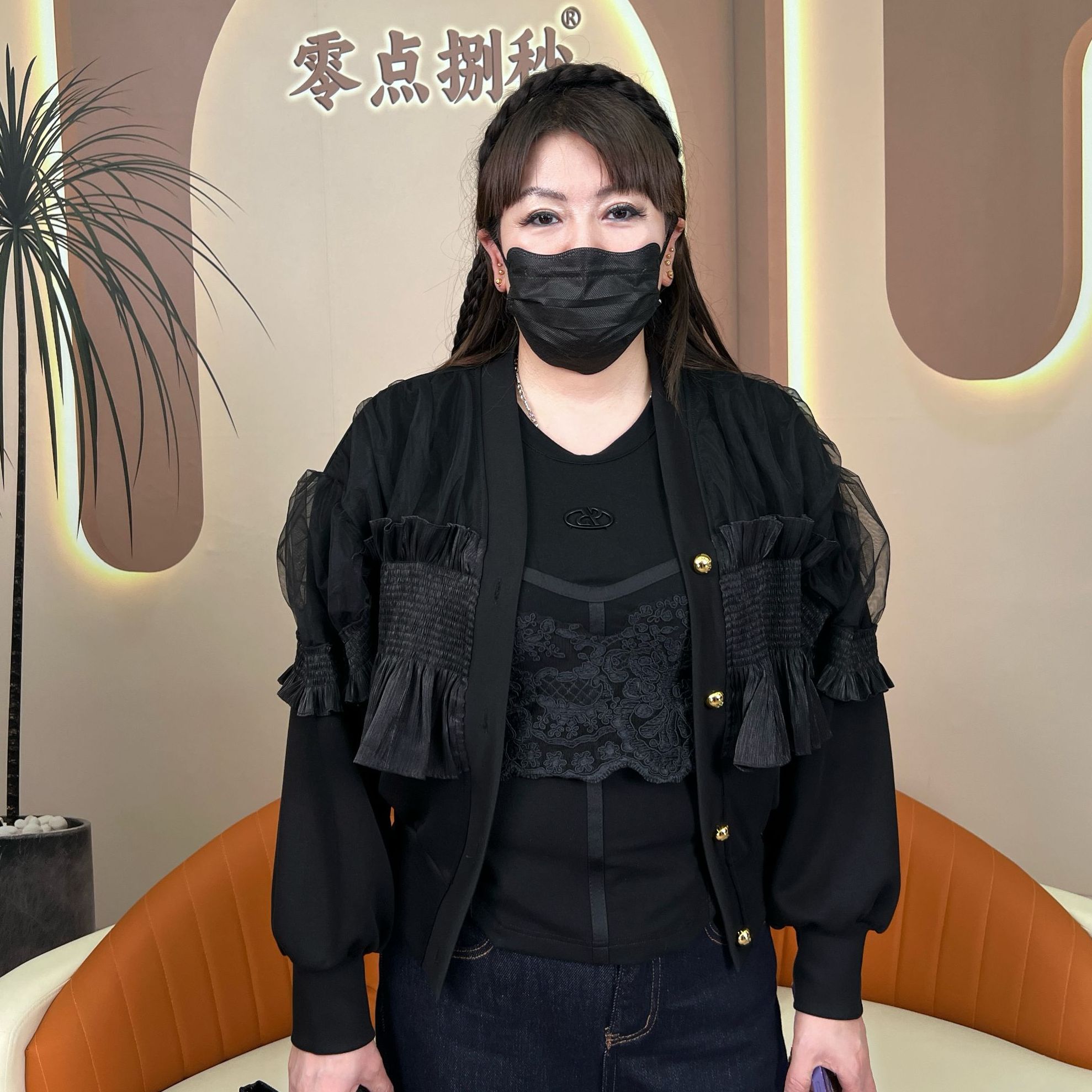 零点捌秒大码女小香风外套蕾丝拼接长袖时尚百搭宽松遮肉显瘦6605