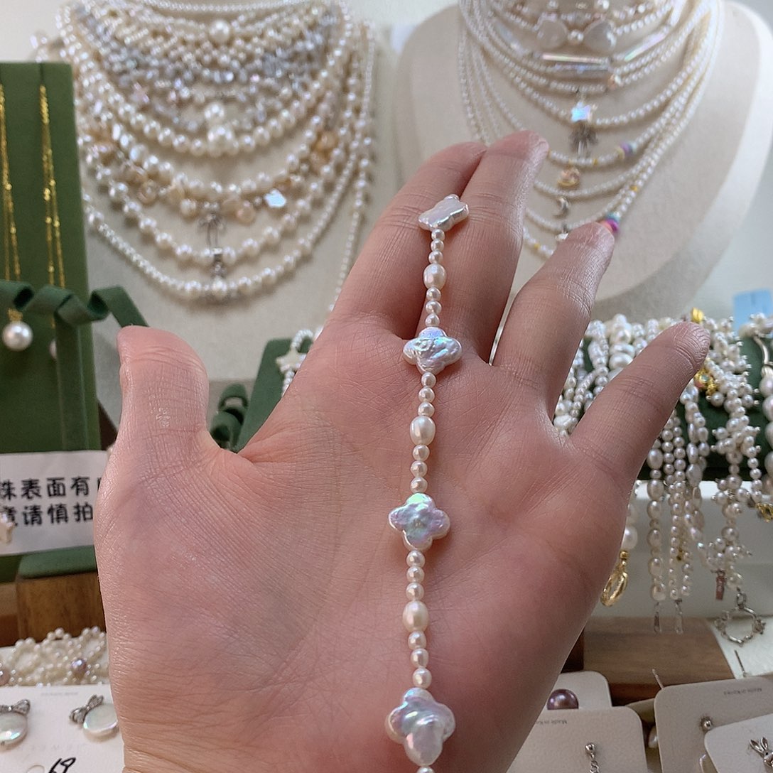 银S925镶嵌手绳淡水珍珠