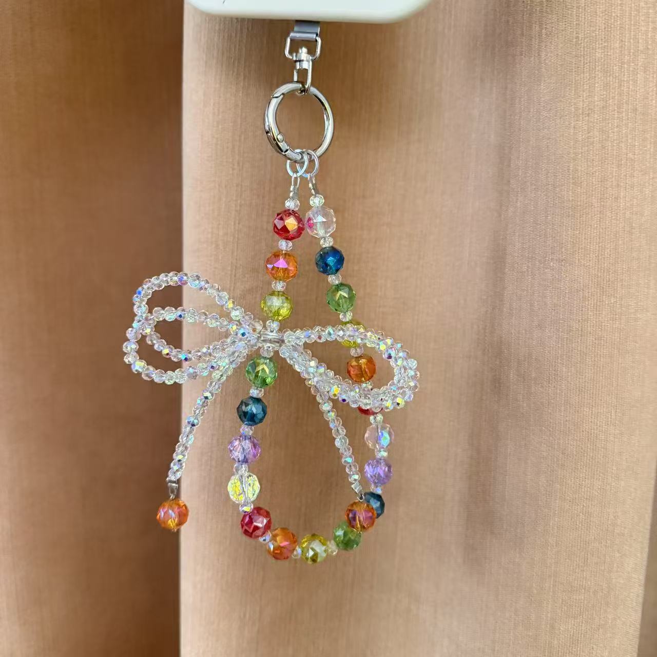 501万紫千红手机挂件钥匙挂件女款手工网红短款创意带钢片