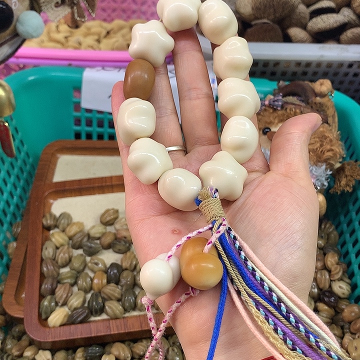 吊坠千眼菩提象牙果雕刻星星手持