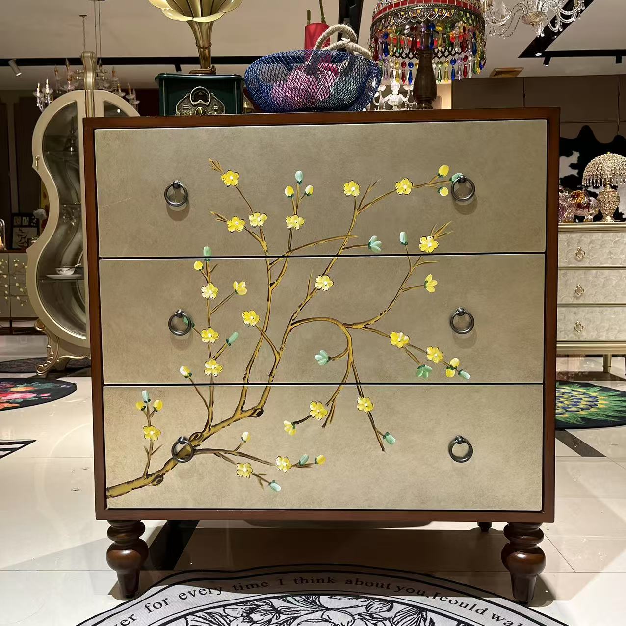 【喜悦家具】GH211#复古做旧梅花三斗柜 80*40*85