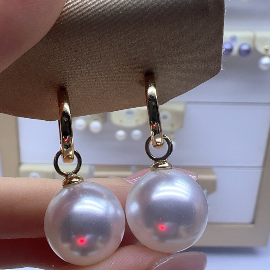 银S925镶嵌淡水珍珠耳饰