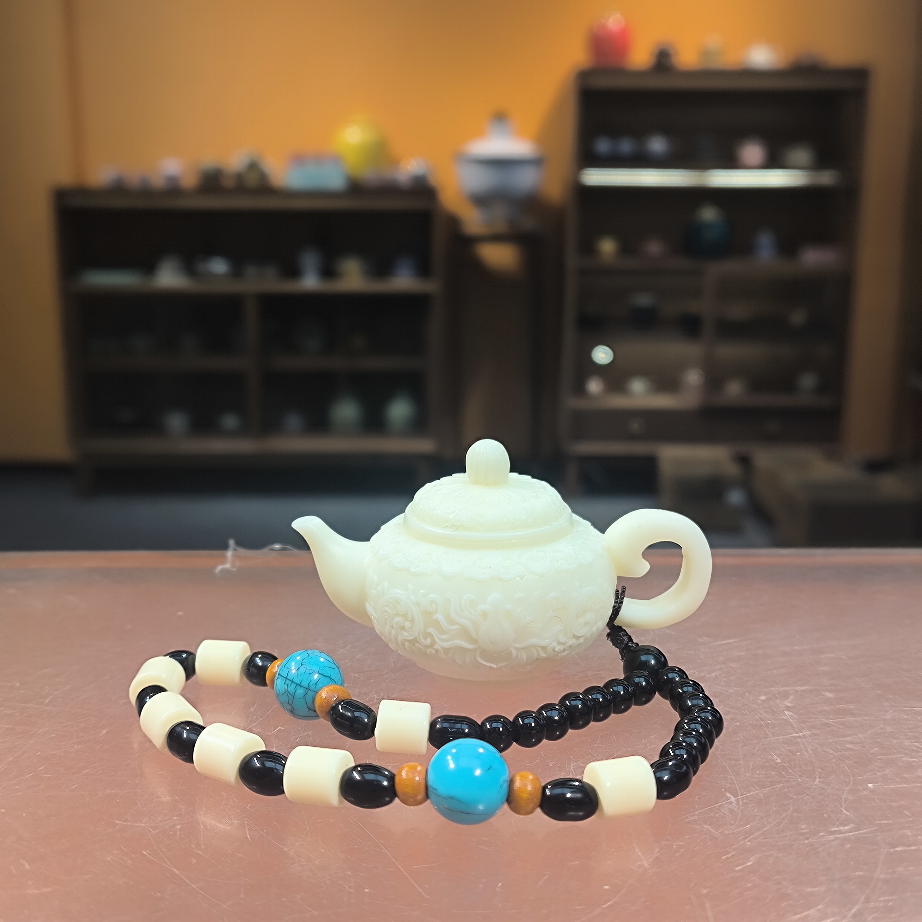 瓷韵优品 茶宠如意把把壶（带手链）-5484