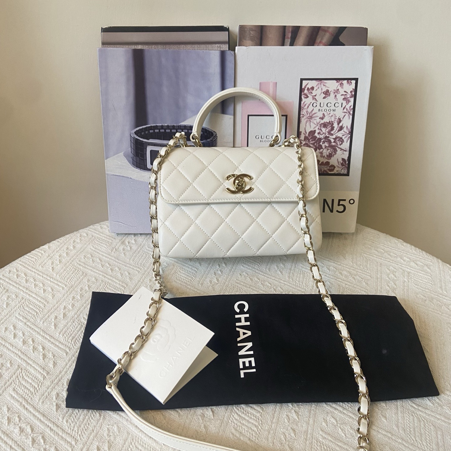 99新 Chanel/香奈儿 trendy cc白色25芯片款小号手提包
