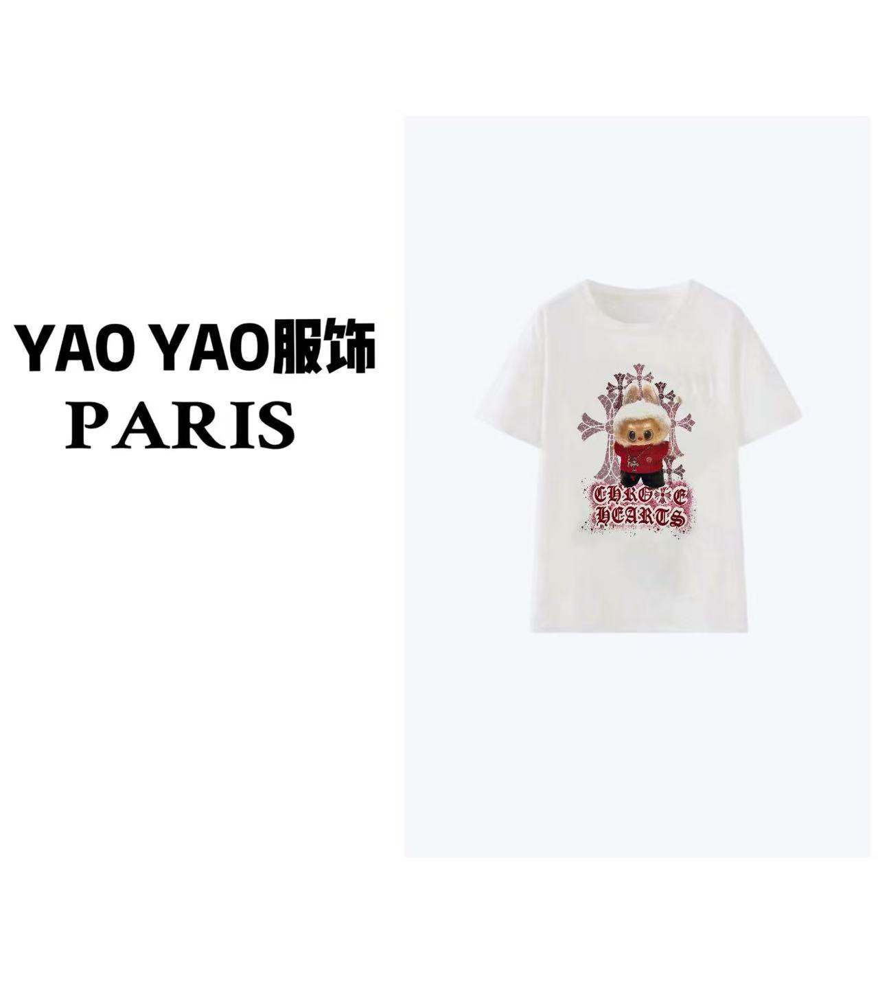 【YAOYAO】 圣诞克克 时尚百搭短袖 夏季新款立体手工烫钻工艺