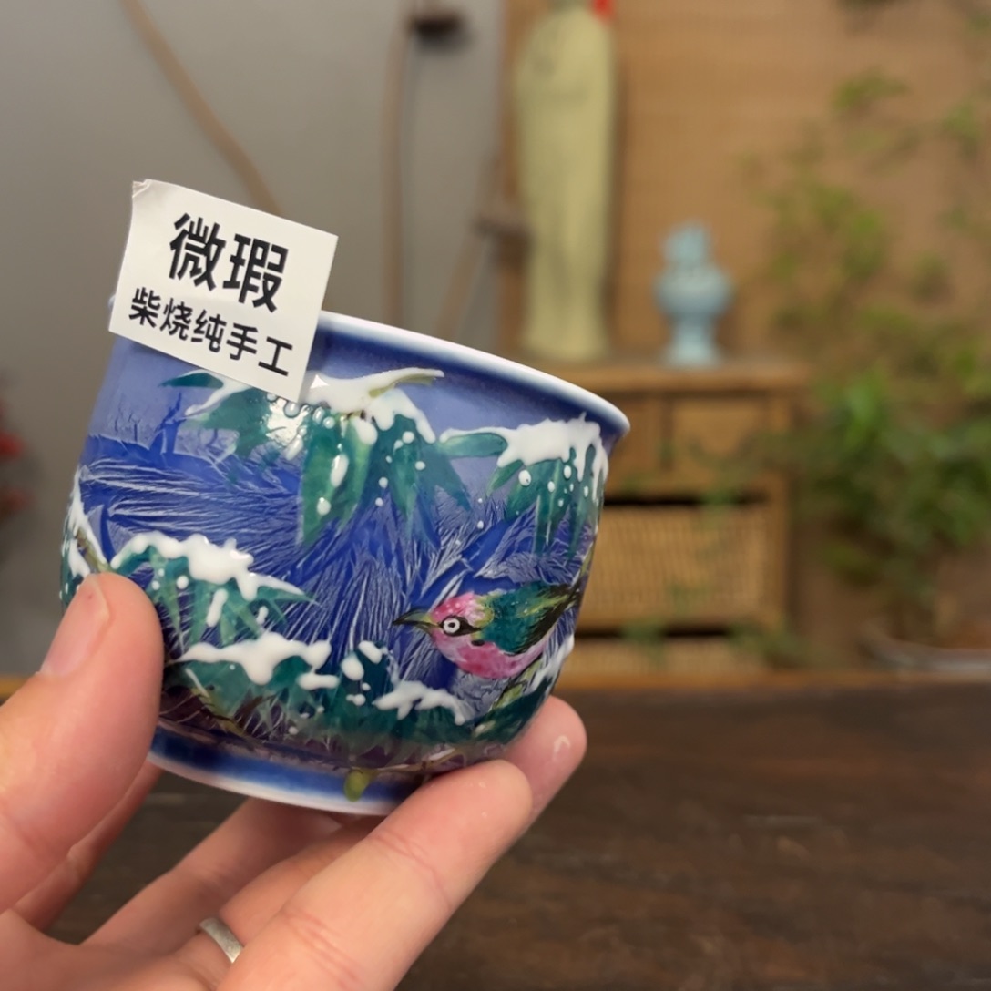 杯柴烧手工手绘陶瓷