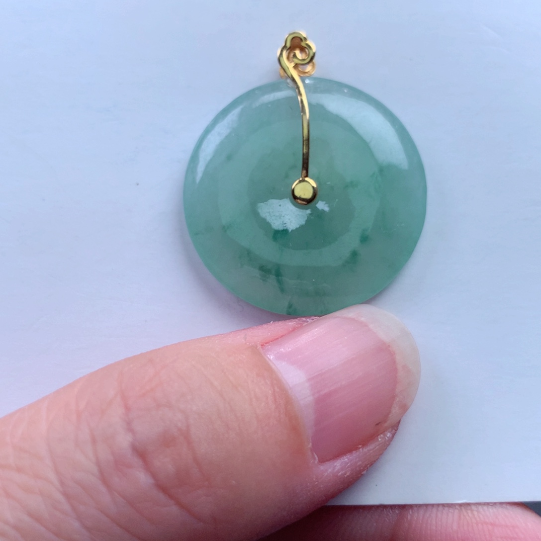 翡翠吊坠(不含链)18K金镶嵌