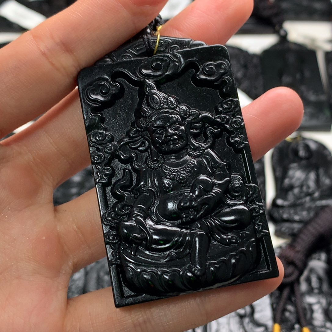 天然缅甸a货钢琴黑挂件