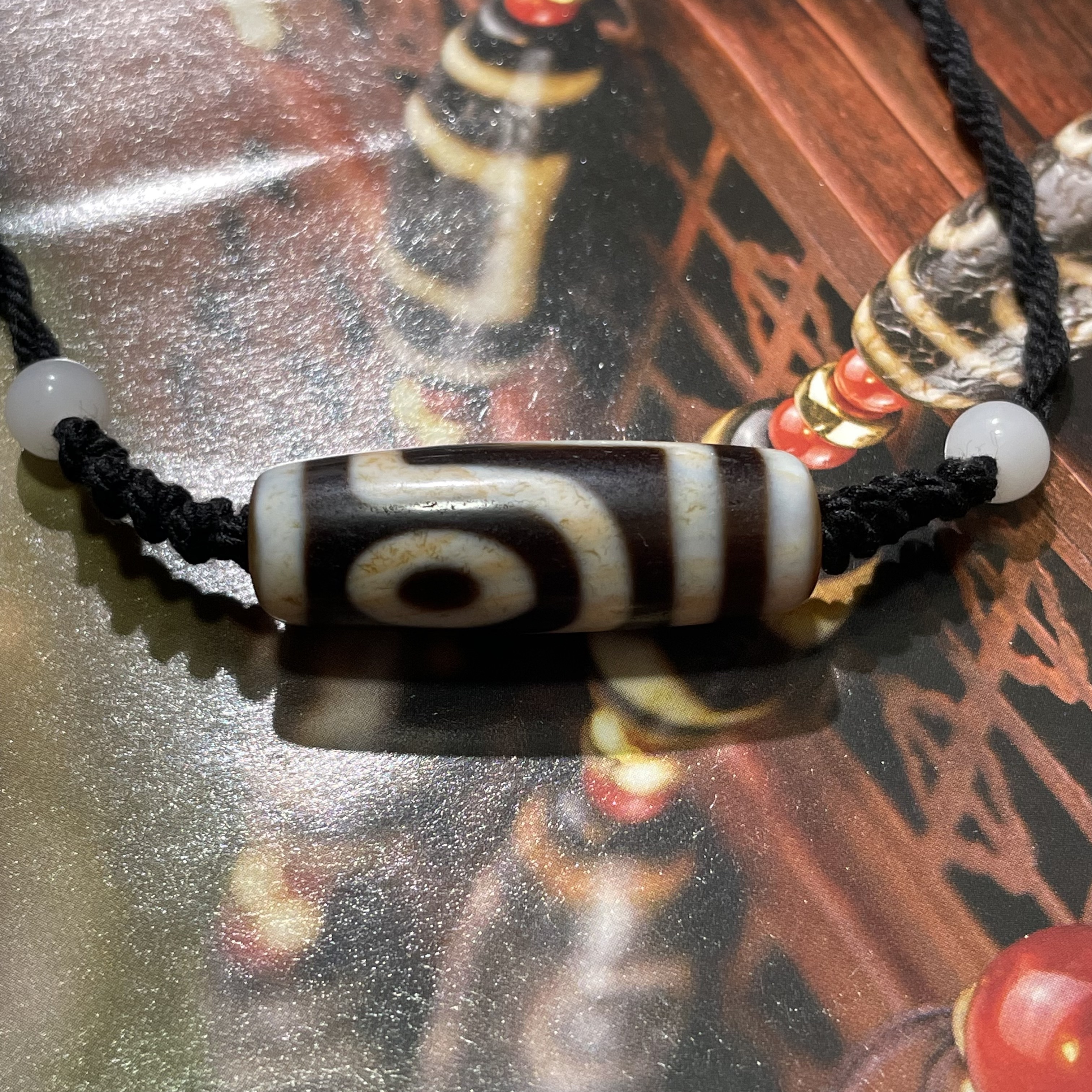 【古珠】20世纪玛瑙珠缘分两眼2505140108