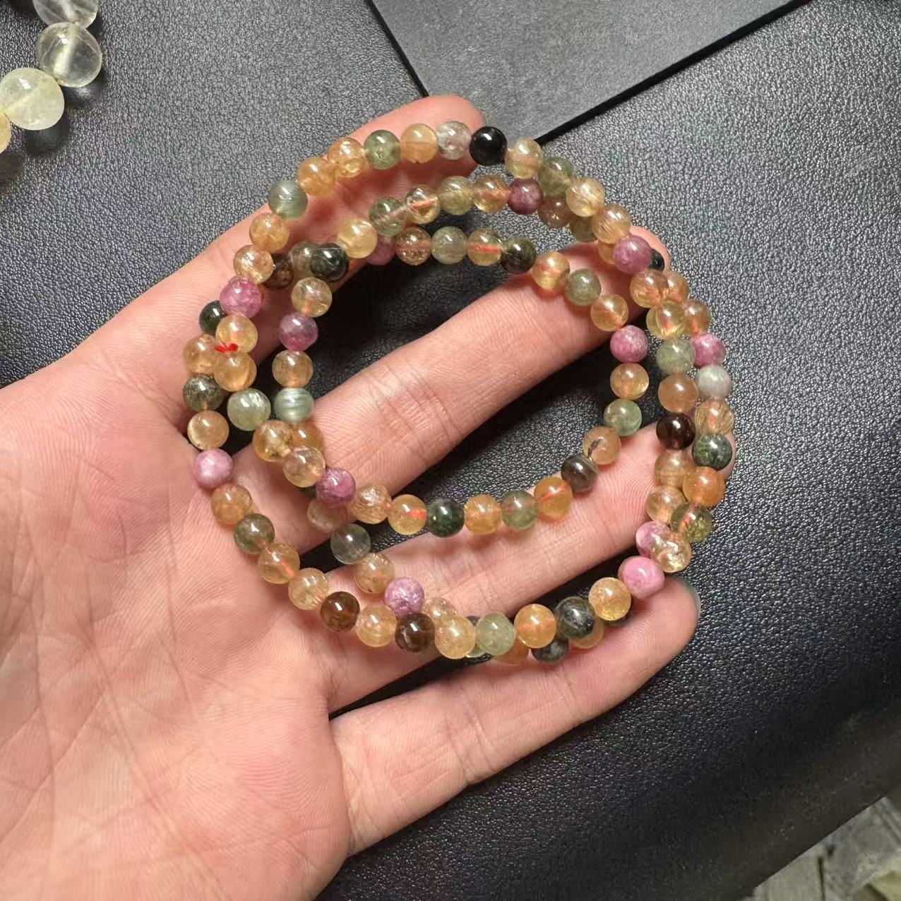 天然高贵彩色碧玺多圈手串 V1810—多样性发