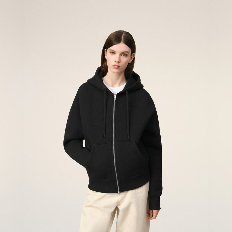 Ami Paris 男女同款秋冬立体爱心休闲宽松连帽拉链卫衣