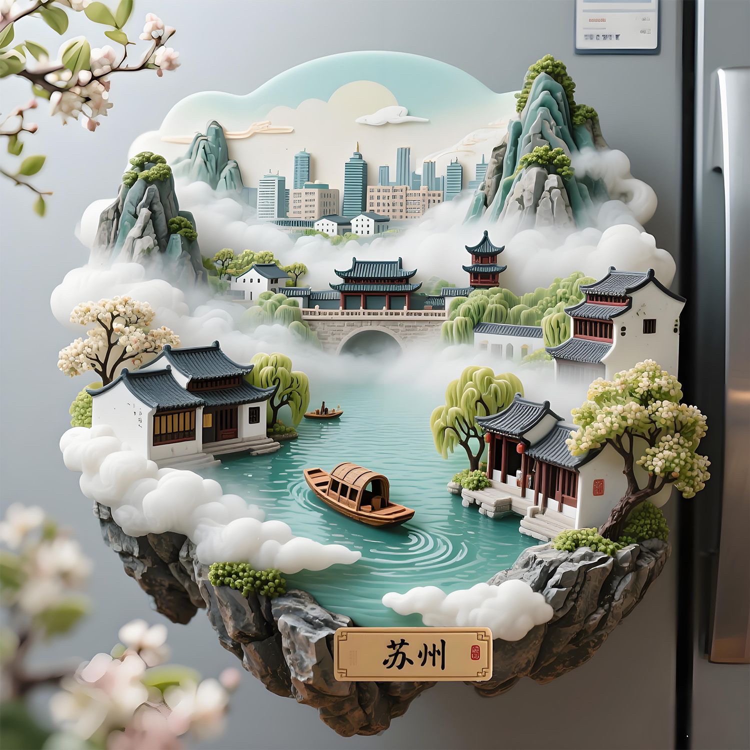 江苏苏州金属冰箱磁贴旅游景点原创纪念收藏品送朋友同学冰箱贴