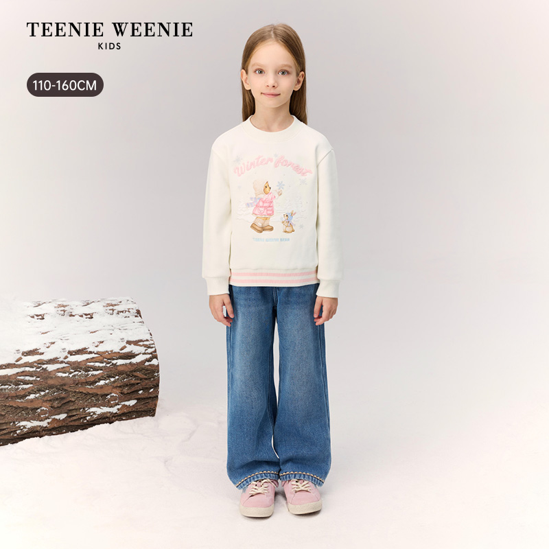 TeenieWeenie Kids小熊童装25年可爱加绒圆领套头卫衣TKMW254V51K