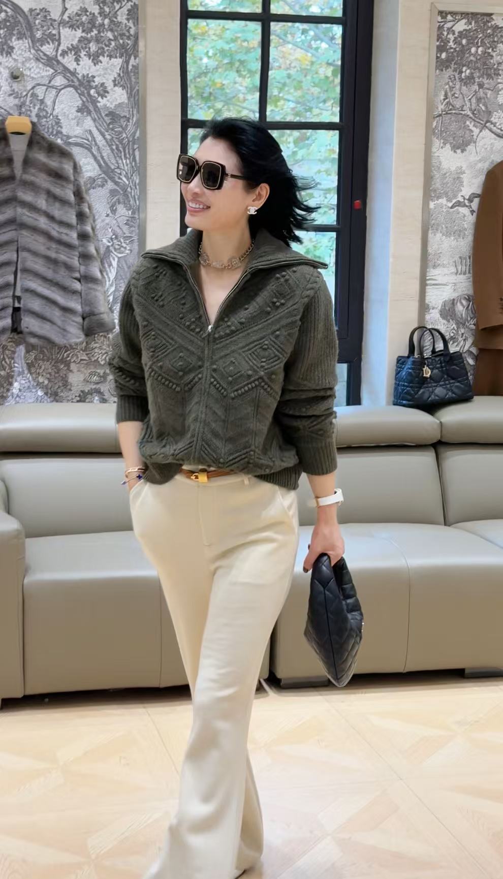 【YINGFEI PARIS】高级定制山羊绒松茶绿外套