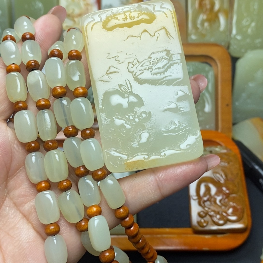 盆景石方解石生肖兔