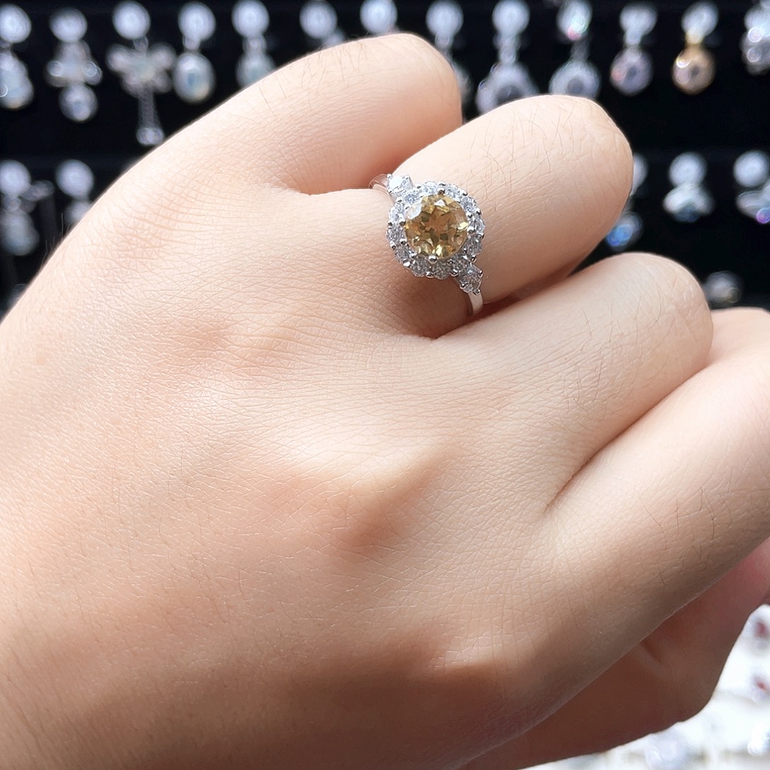 戒指银S925镶嵌黄晶