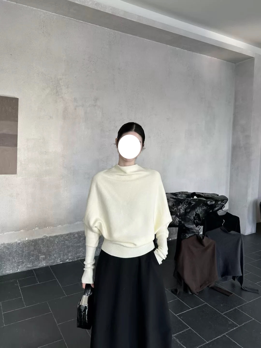 秋冬半高领时尚蝙蝠袖针织衫毛衣新款高级感慵懒风长袖上衣MU5008